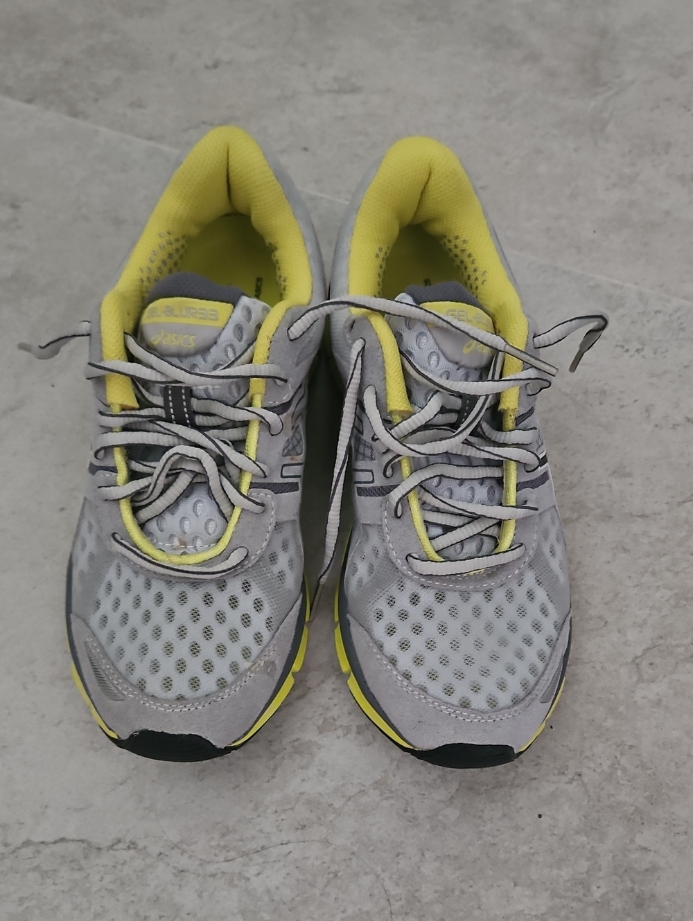 ASICS Women's Gray and Yellow Athletic Running Shoes